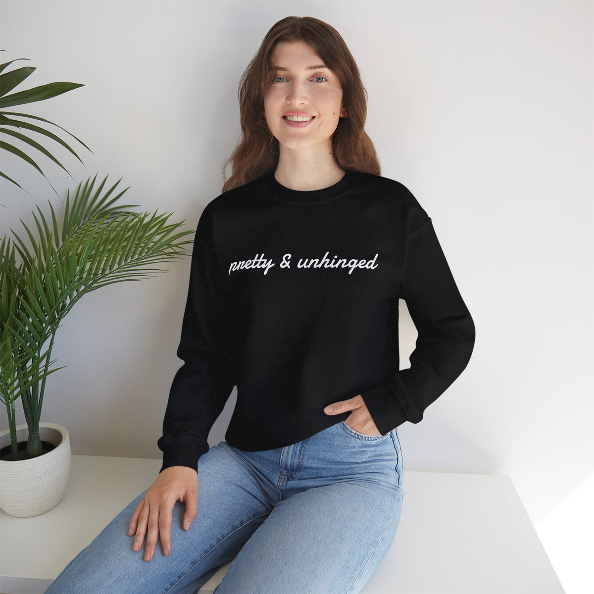 Oversized Crew Neck - Pretty & Unhinged Cat