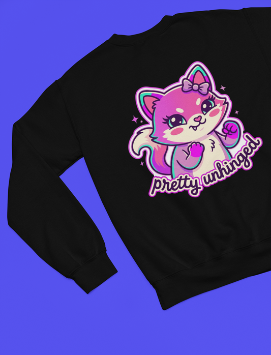 Oversized Crew Neck - Pretty & Unhinged Cat